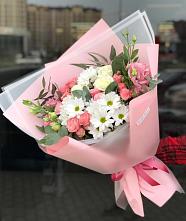 Букет цветов из:  Розы, Лизиантусы и Хризантемы в Вожеге